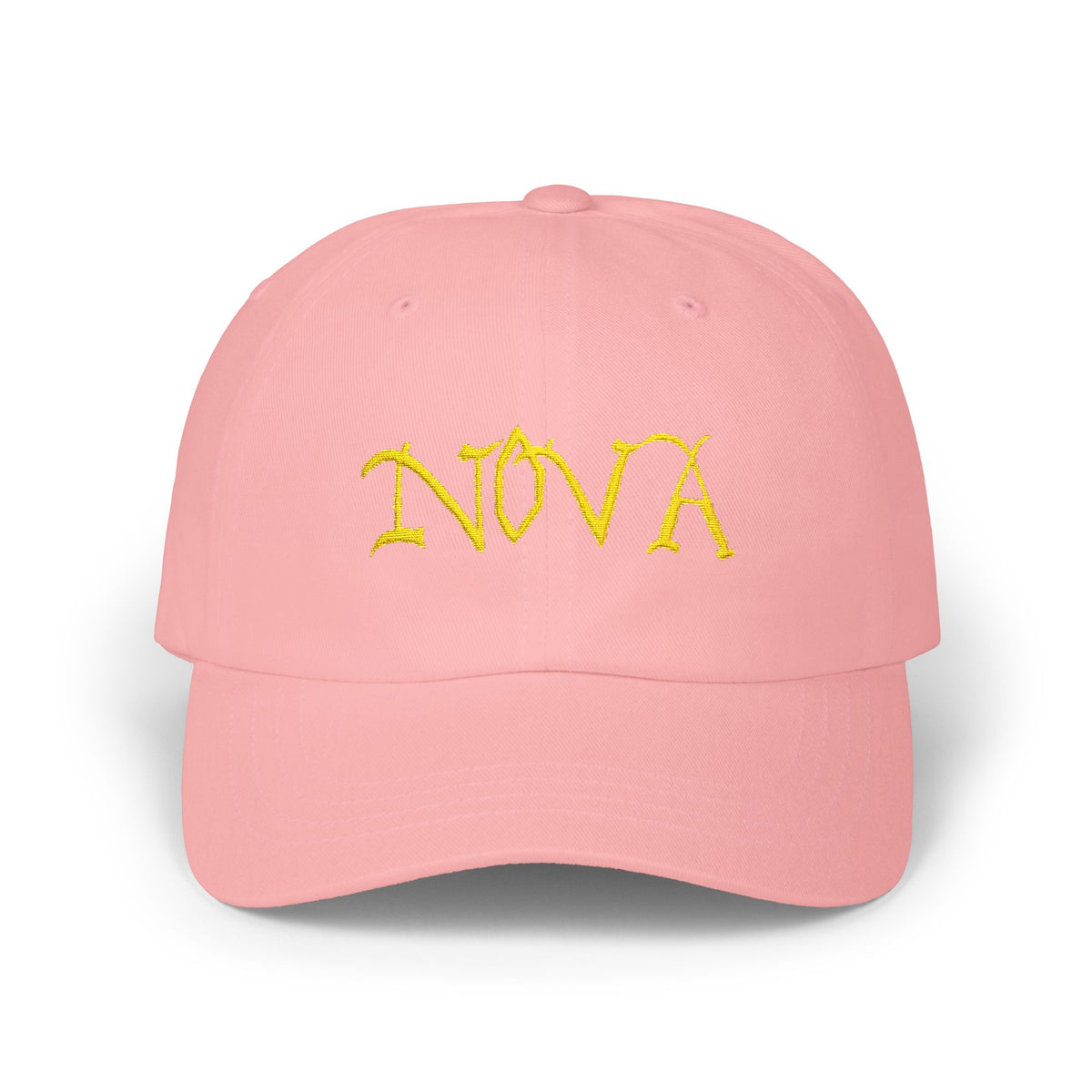 NOVA Embroidered Dad Cap | Gold Blackletter Wordmark Hat