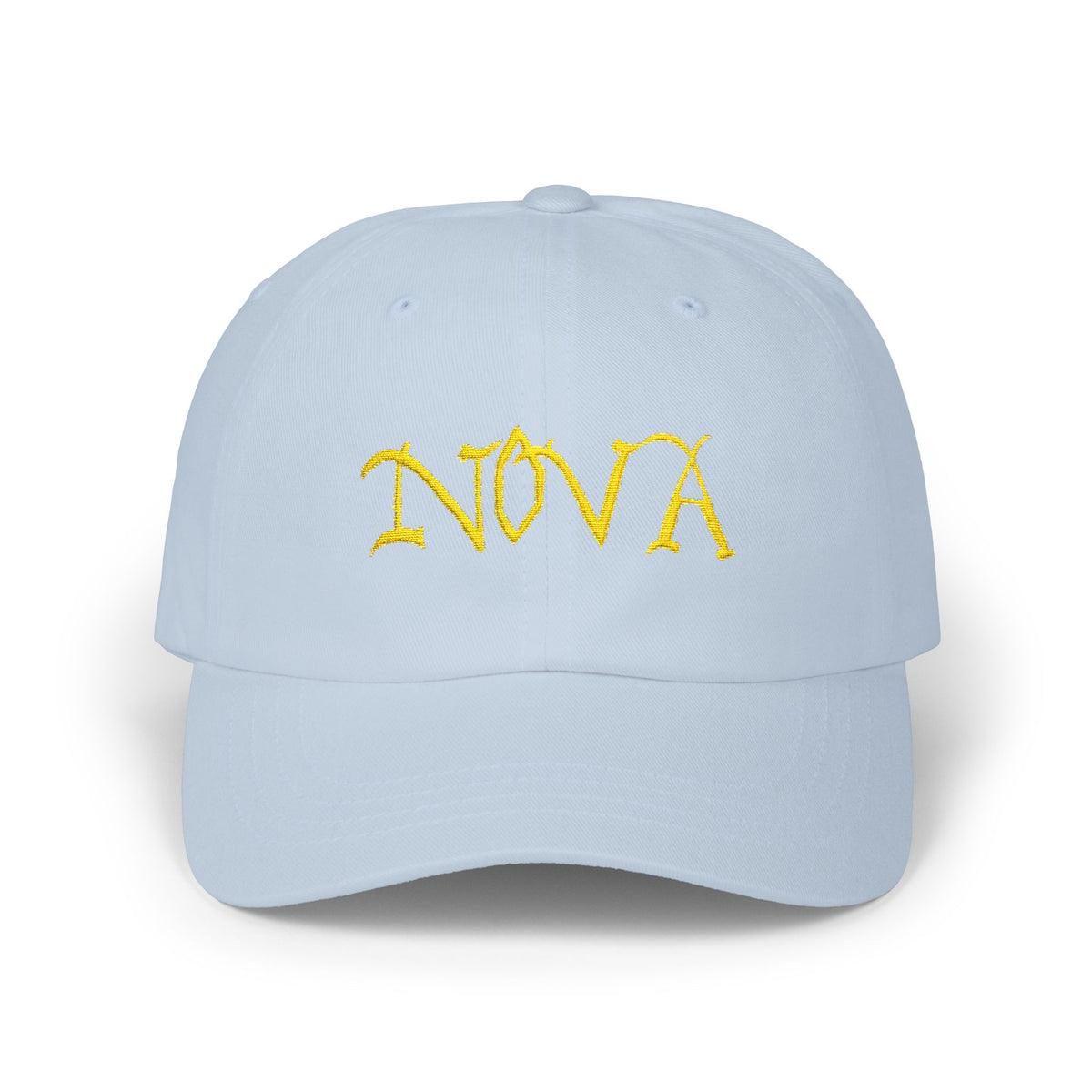 NOVA Embroidered Dad Cap | Gold Blackletter Wordmark Hat