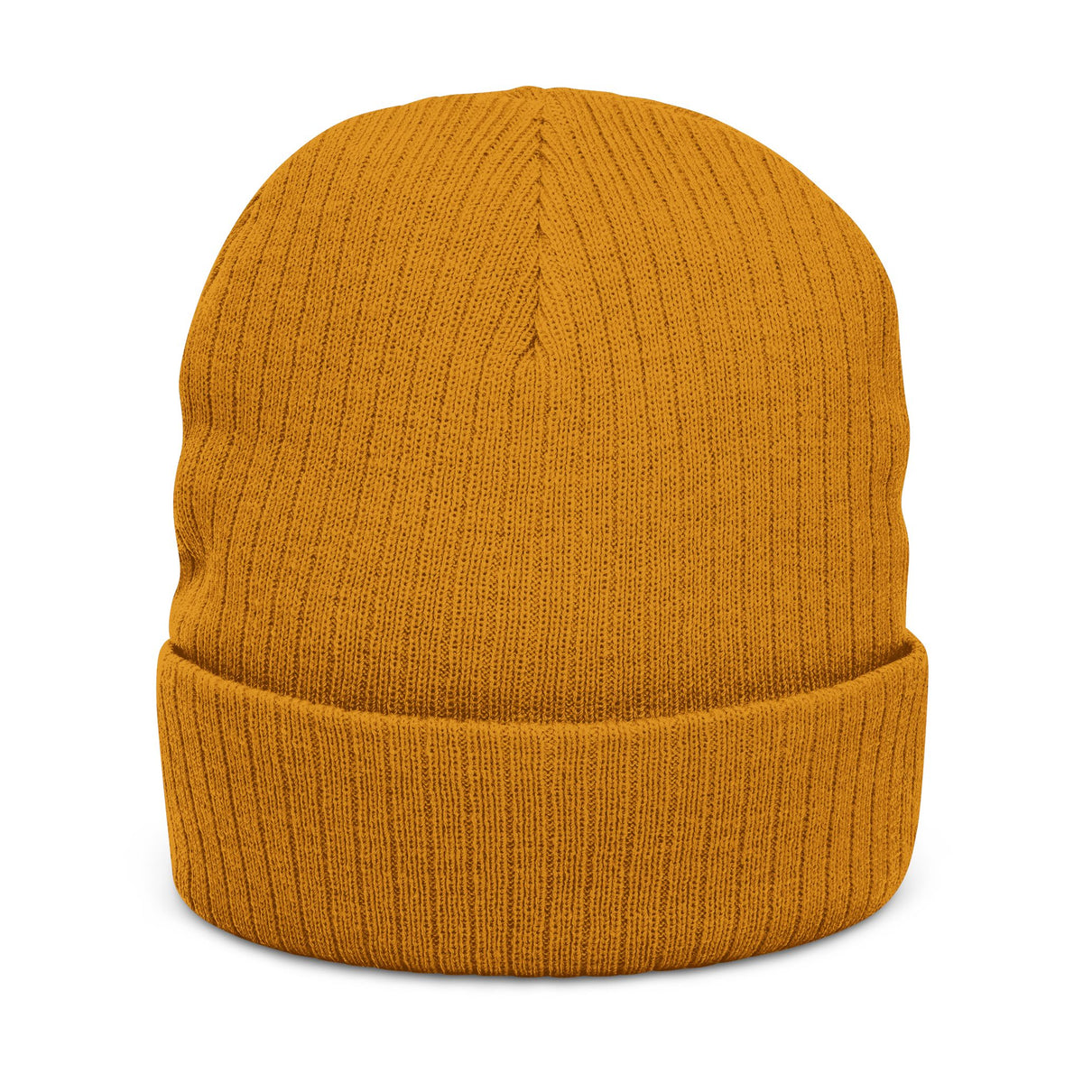 NOVA Embroidered Beanie | Gold Blackletter Wordmark Cuffed Knit