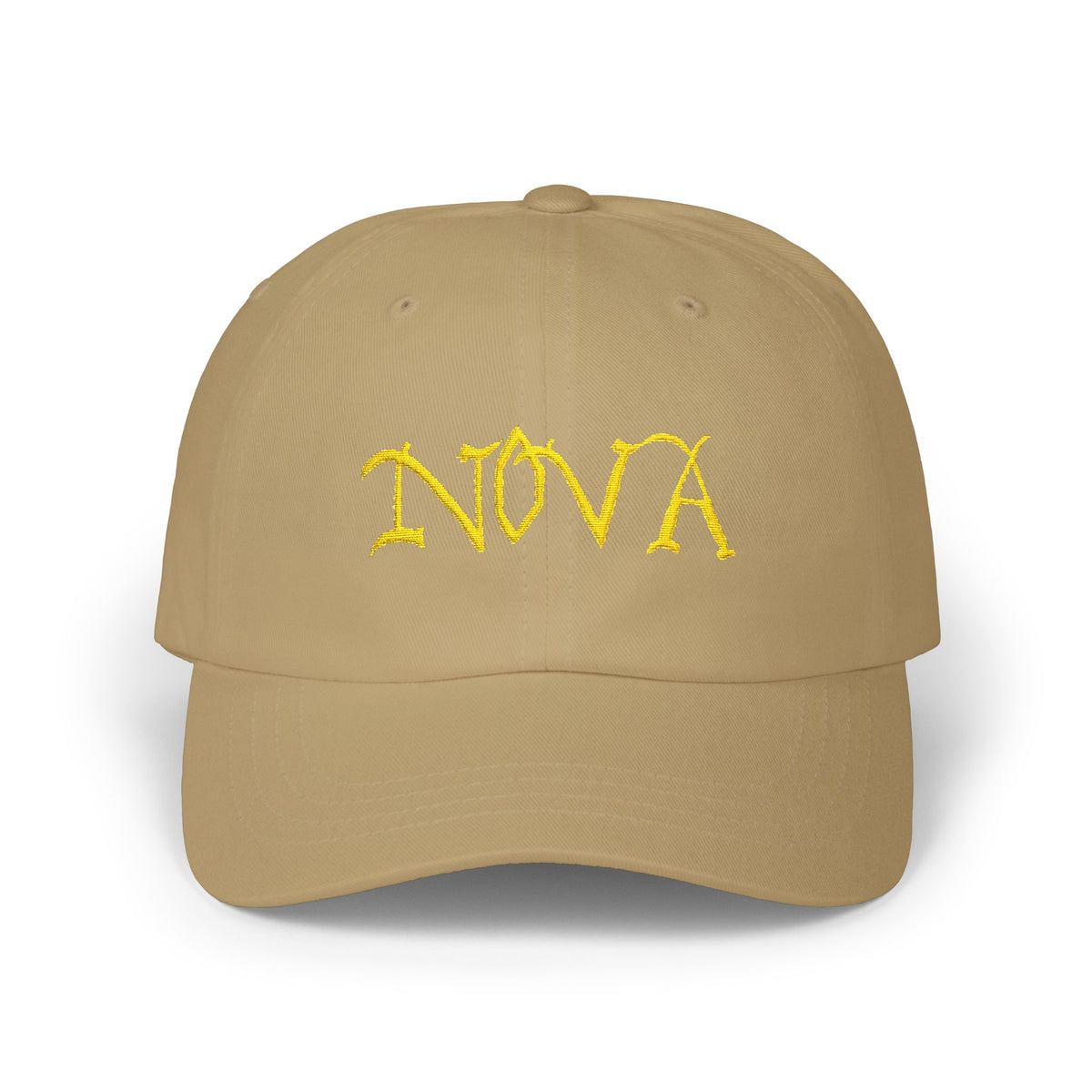 NOVA Embroidered Dad Cap | Gold Blackletter Wordmark Hat
