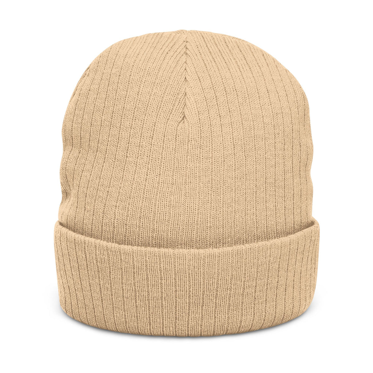 NOVA Embroidered Beanie | Gold Blackletter Wordmark Cuffed Knit