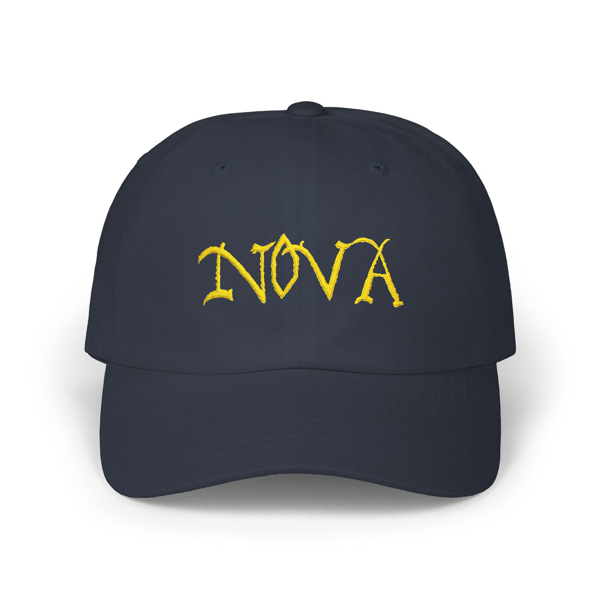 NOVA Embroidered Dad Cap | Gold Blackletter Wordmark Hat
