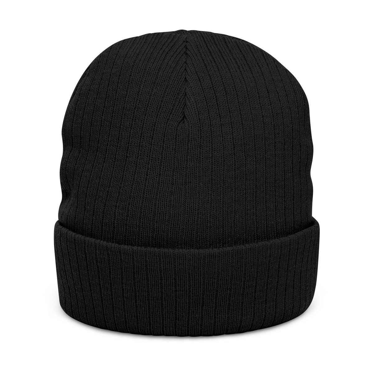NOVA Embroidered Beanie | Gold Blackletter Wordmark Cuffed Knit