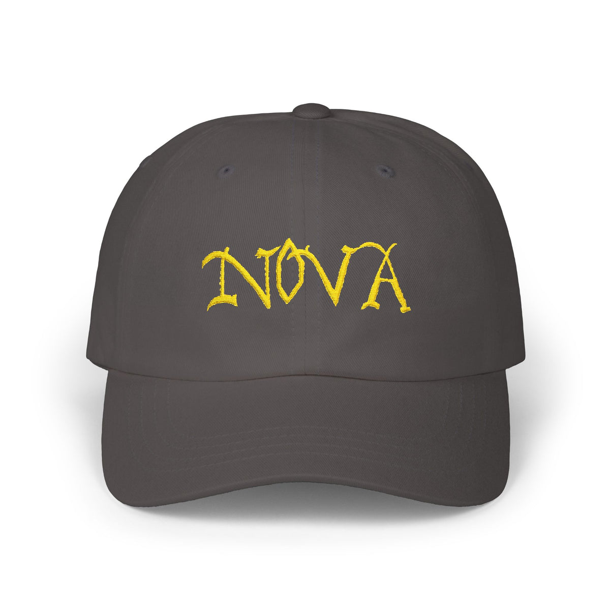 NOVA Embroidered Dad Cap | Gold Blackletter Wordmark Hat