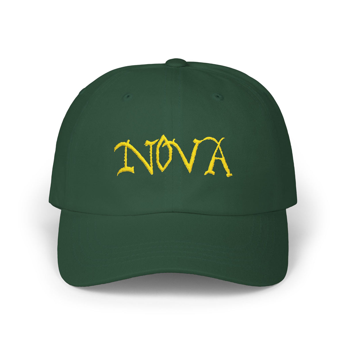 NOVA Embroidered Dad Cap | Gold Blackletter Wordmark Hat
